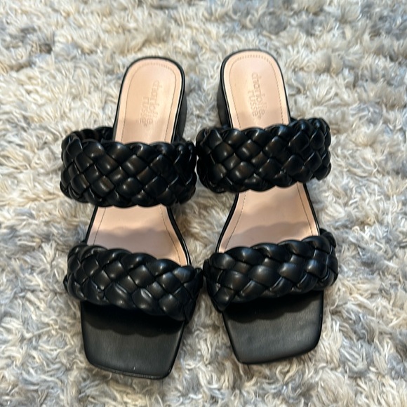 Charlotte Russe Shoes - Charlotte Russe black braided open toe square heel size 8 lightly worn